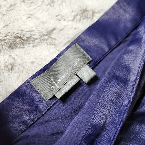 NWT Anthropologie Navy Blue Viscose Asymmetrical Wrap Tie Waist Midi Skirt - XL - Picture 4 of 12